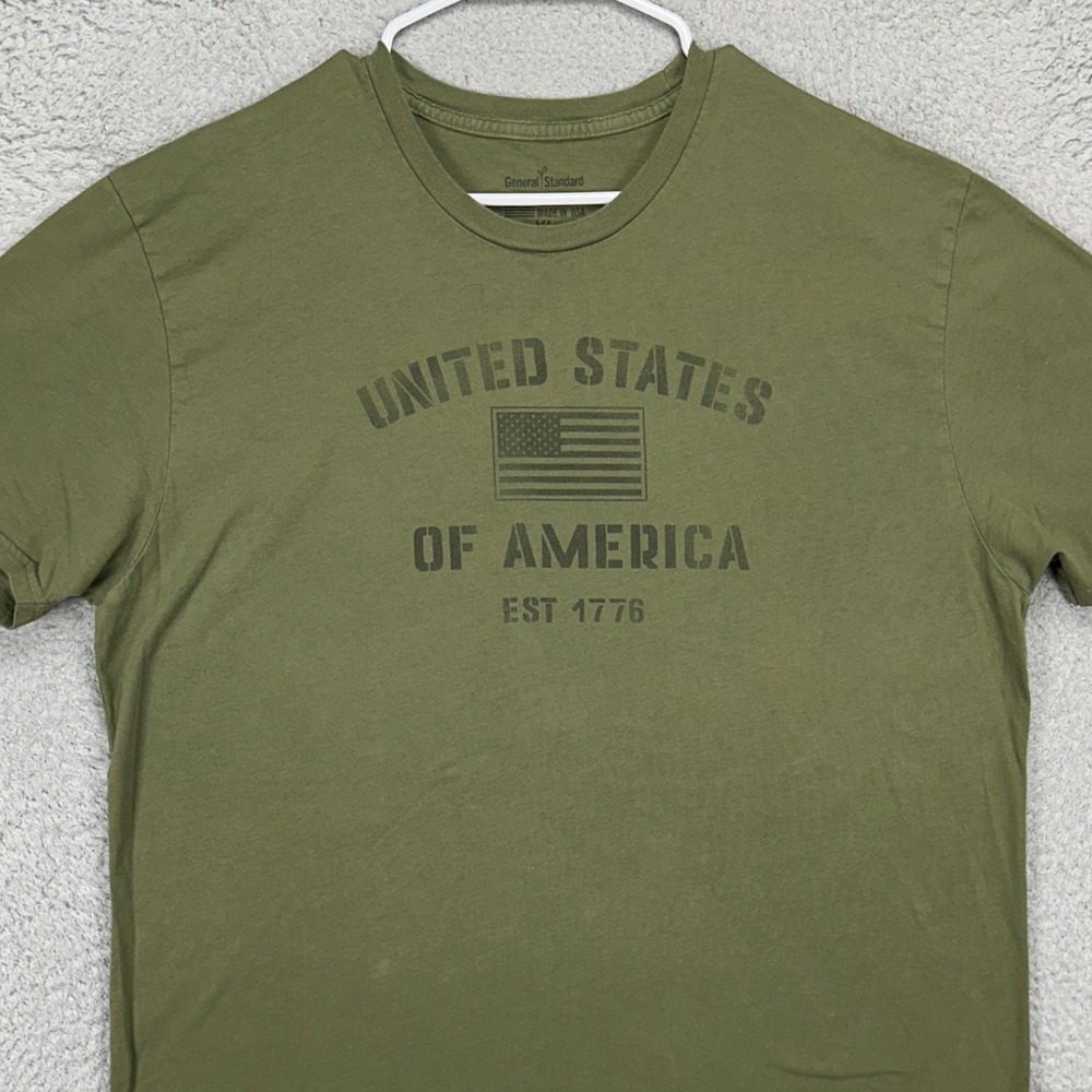 General Standard Mens T-Shirt XL Green United States Of America Patriotic Tee